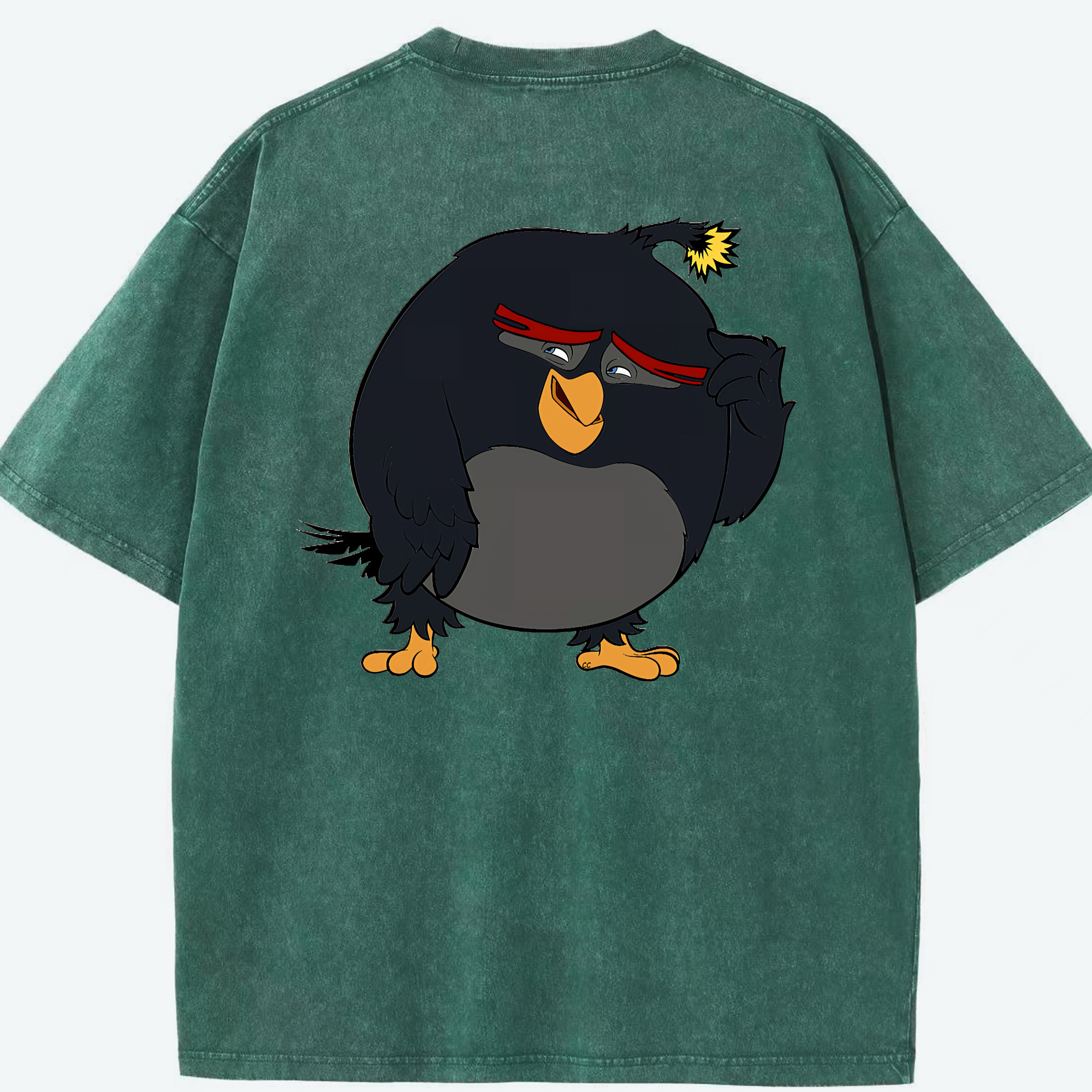 （画像用） Angry Birds アングリーバード 綿100% ヴィンテージ風 半袖Tシャツ（背面プリント）